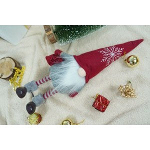 Ornament de Craciun spiridus, gri/alb, textil, 42 cm