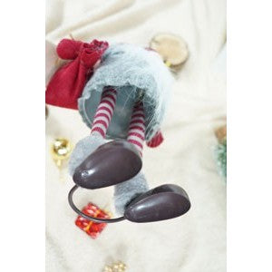 Ornament de Craciun spiridus, gri/alb, textil, 42 cm