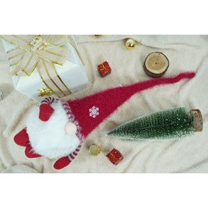 Ornament de Craciun spiridus, gri/alb, textil, 58 cm