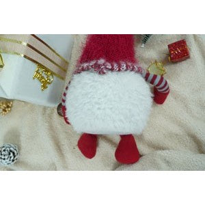 Ornament de Craciun spiridus, gri/alb, textil, 58 cm