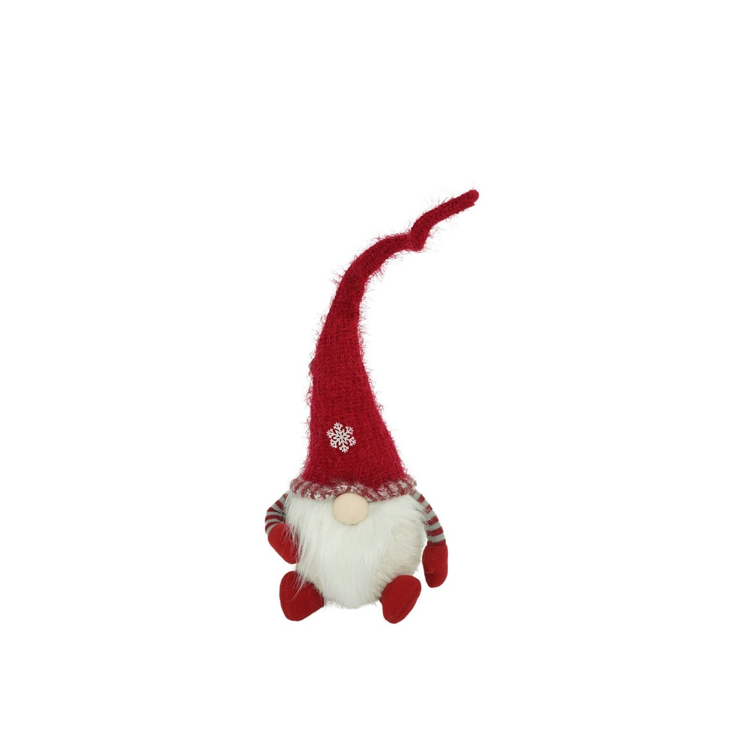 Ornament de Craciun spiridus, gri/alb, textil, 58 cm