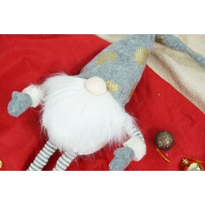 Ornament de Craciun spiridus, gri/alb, textil, 80 cm