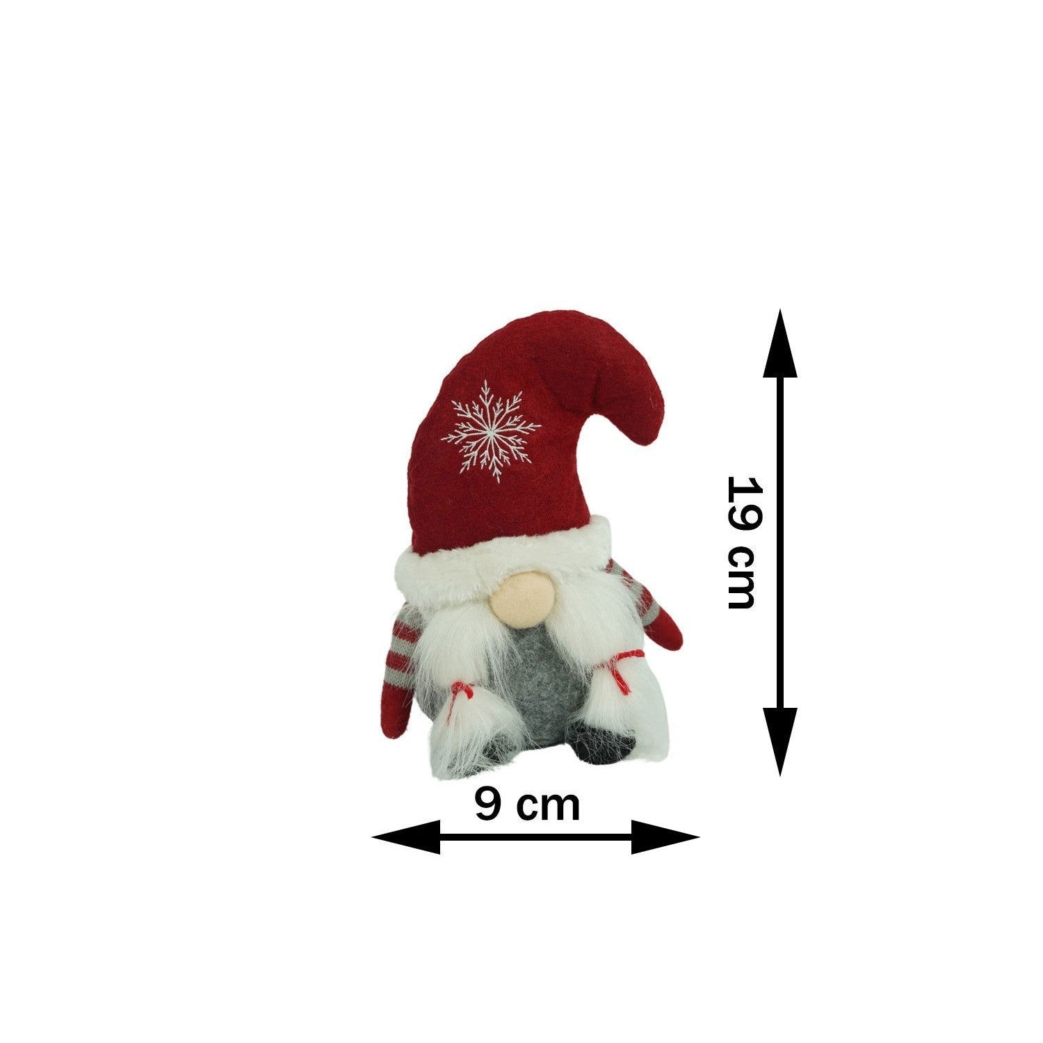 Ornament de Craciun spiridus, gri/rosu, textil, 19 cm