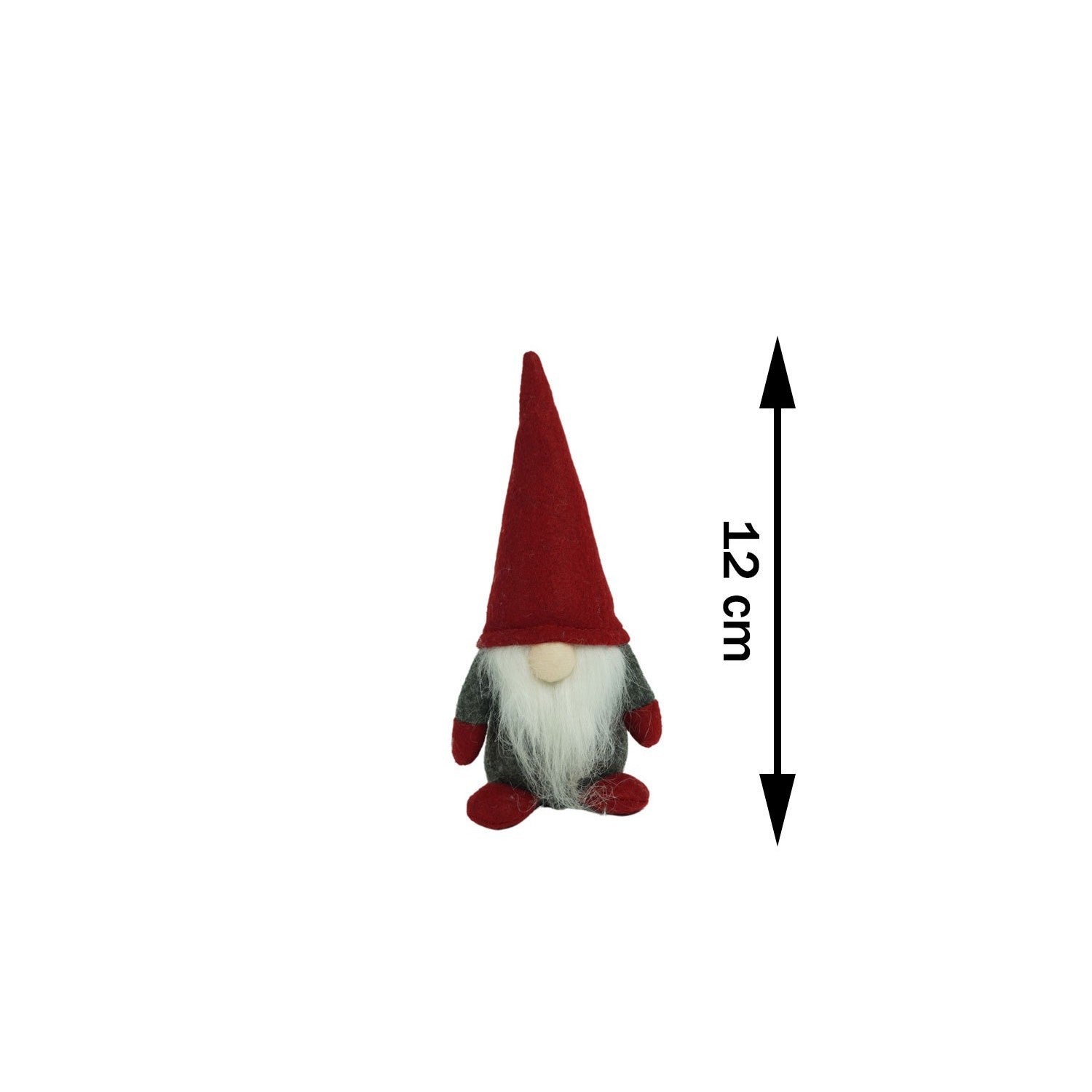 Ornament de Craciun spiridus, gri/rosu, textil, 12 cm