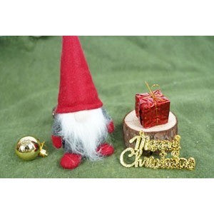Ornament de Craciun spiridus, gri/rosu, textil, 12 cm