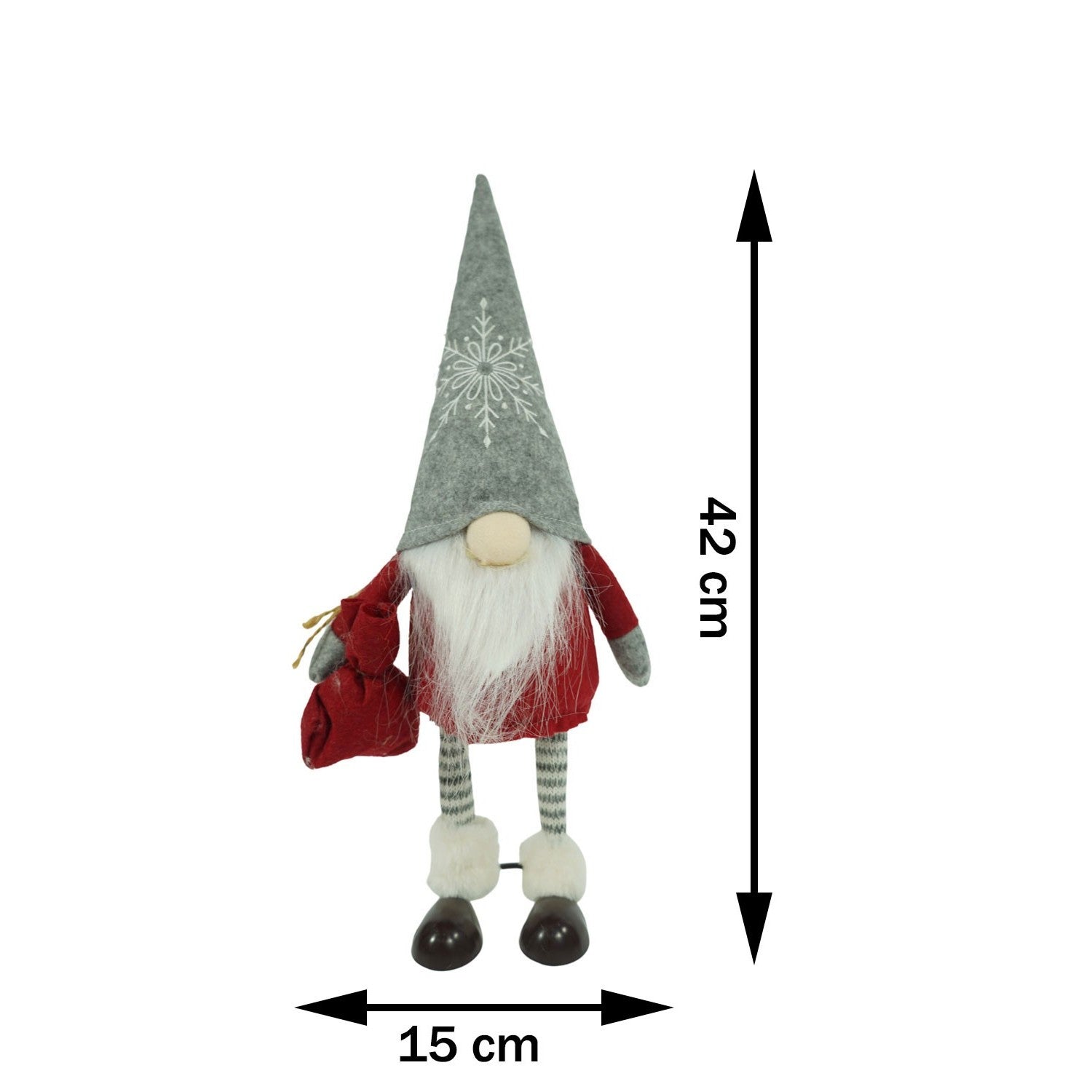 Ornament de Craciun spiridus, rosu/alb, textil, 42 cm