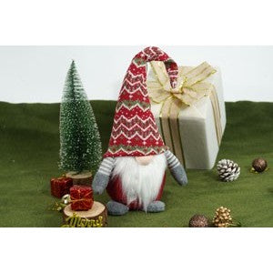 Ornament de Craciun spiridus, rosu/gri, textil, 52 cm