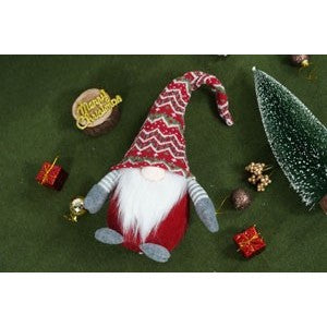 Ornament de Craciun spiridus, rosu/gri, textil, 52 cm