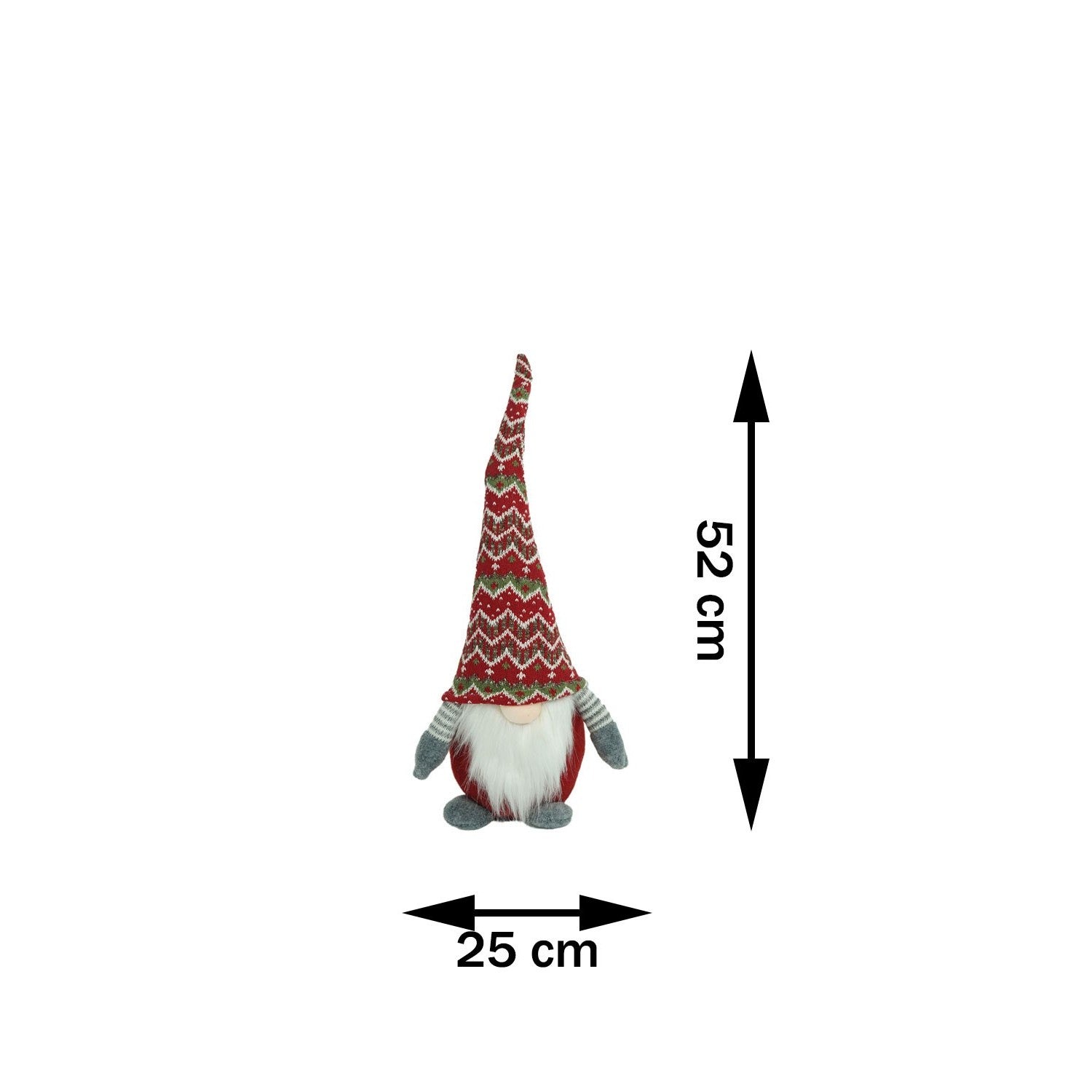 Ornament de Craciun spiridus, rosu/gri, textil, 52 cm