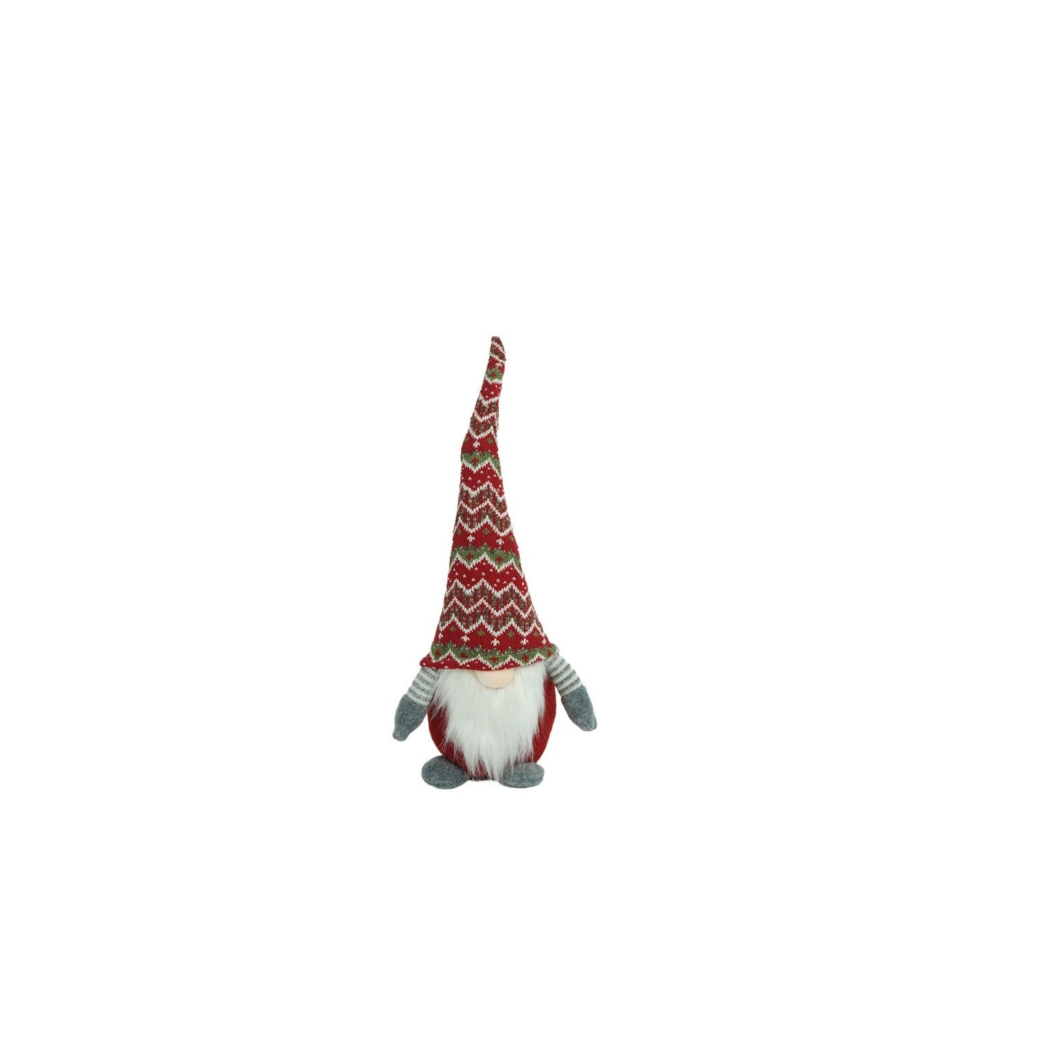 Ornament de Craciun spiridus, rosu/gri, textil, 52 cm