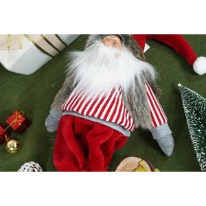 Ornament de Craciun spiridus, rosu/gri, textil, 74 cm