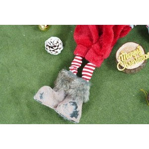 Ornament de Craciun spiridus, rosu/gri, textil, 74 cm