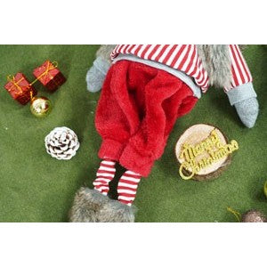 Ornament de Craciun spiridus, rosu/gri, textil, 74 cm