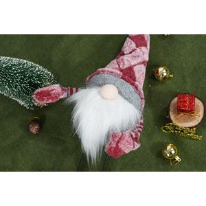 Ornament de Craciun spiridus, roz/alb, textil, 55 cm