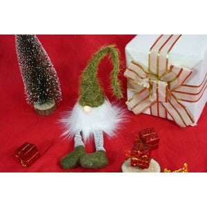 Ornament de Craciun spiridus, verde/alb, textil, 52 cm