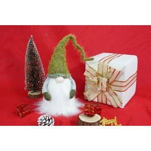 Ornament de Craciun spiridus, verde/alb, textil, 53 cm