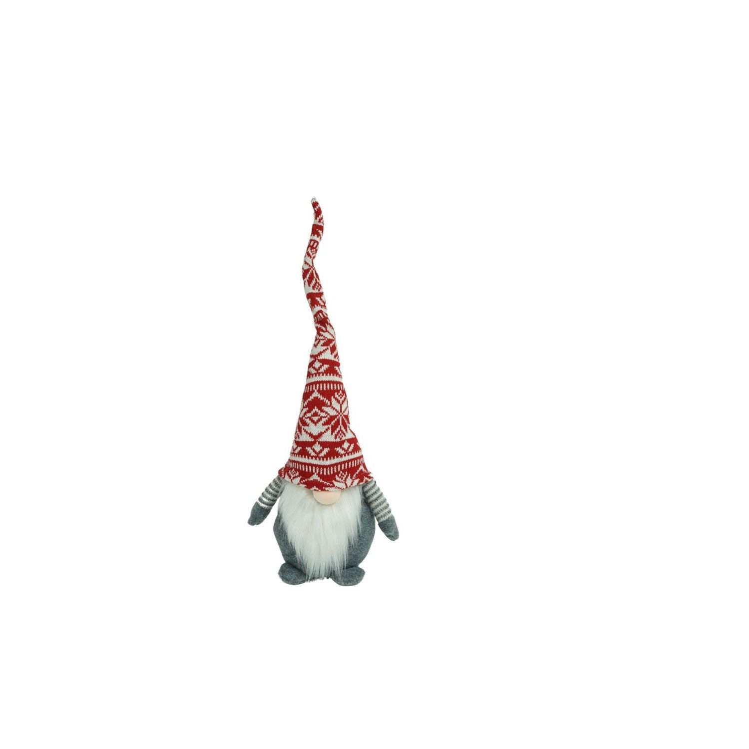 Ornament de Craciun spiridus model 2, rosu/gri, textil, 45 cm