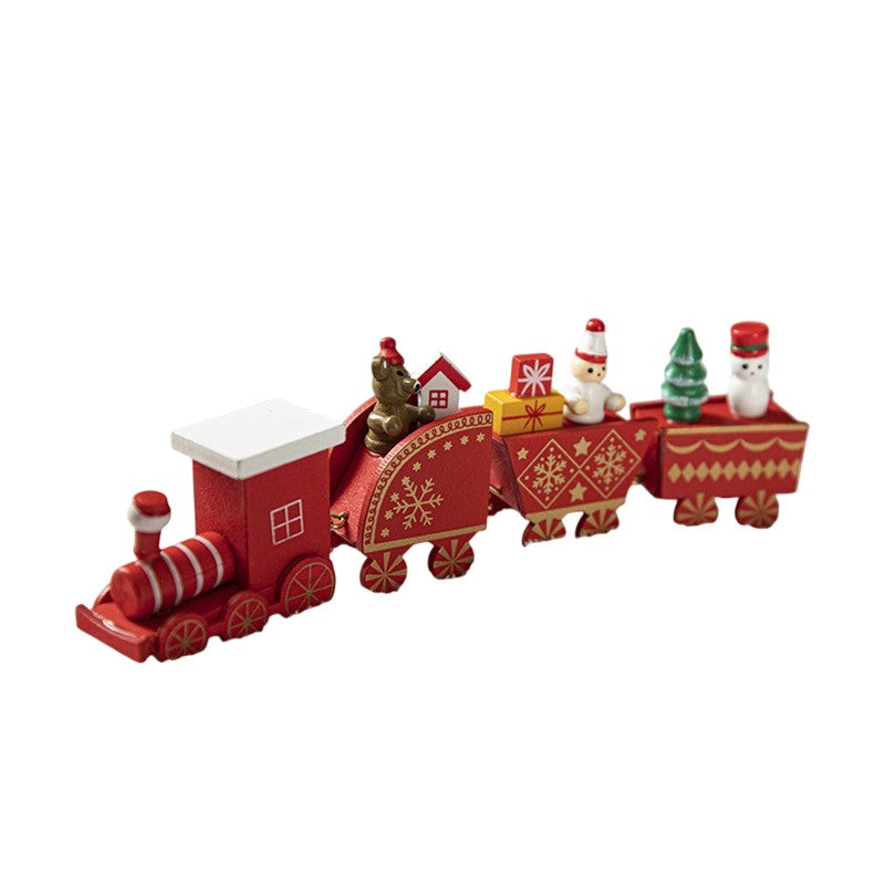 Ornament Decoratiune de Craciun Tren Pictat, Tip Ornament Jucarie de Decor pentru Craciun, din Lemn 20 cm, Tren Figurina de Craciun, Rosu