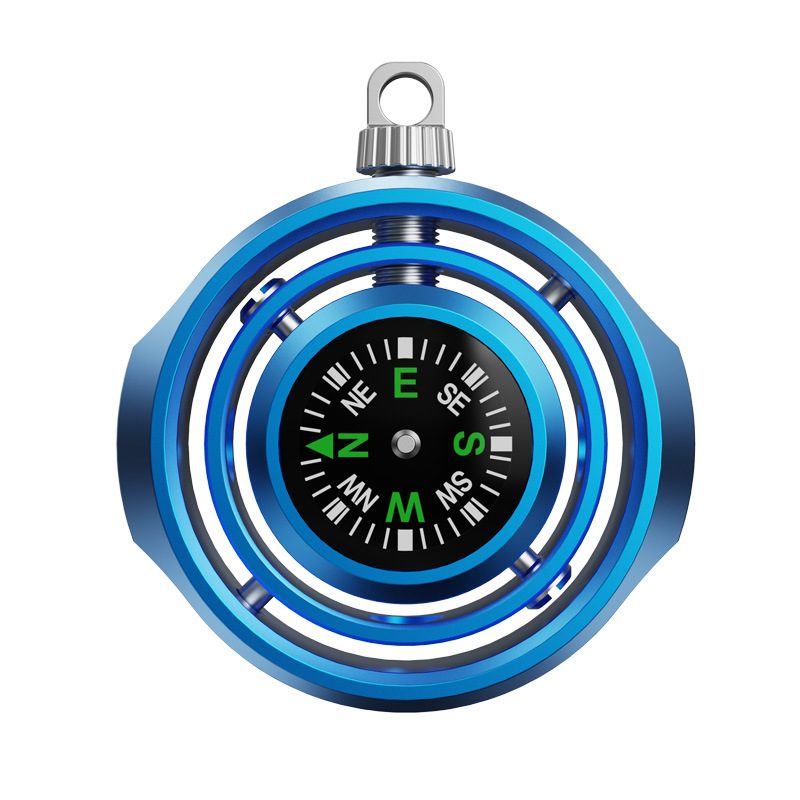 Fidget Spinner Busola Palm, Tip Giroscop Rotativ, Model Pandativ / Breloc, Antistress, Aliaj Zinc, 48x42x12 mm, 21 gr, Albastru