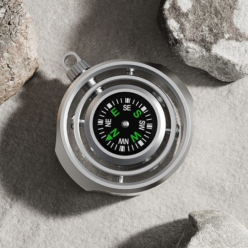 Fidget Spinner Busola Palm, Tip Giroscop Rotativ, Model Pandativ / Breloc, Antistress, Aliaj Zinc, 48x42x12 mm, 21 gr, Silver