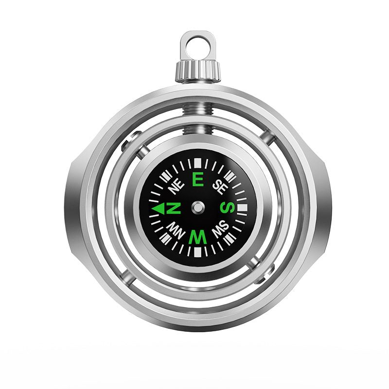 Fidget Spinner Busola Palm, Tip Giroscop Rotativ, Model Pandativ / Breloc, Antistress, Aliaj Zinc, 48x42x12 mm, 21 gr, Silver