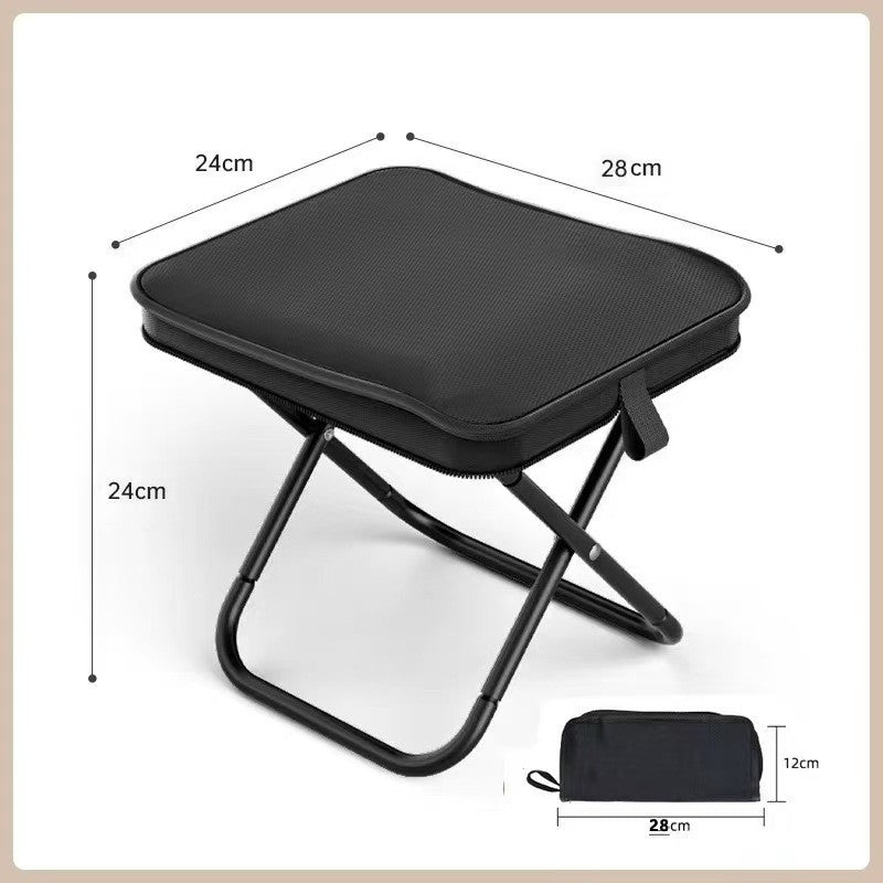 Scaun Pliabil, Flippy, pentru Adulti, Portabil, pentru Camping, Pescuit, din Panza Oxford si Cadru Metalic, 24 x 24 x 28 cm, Negru