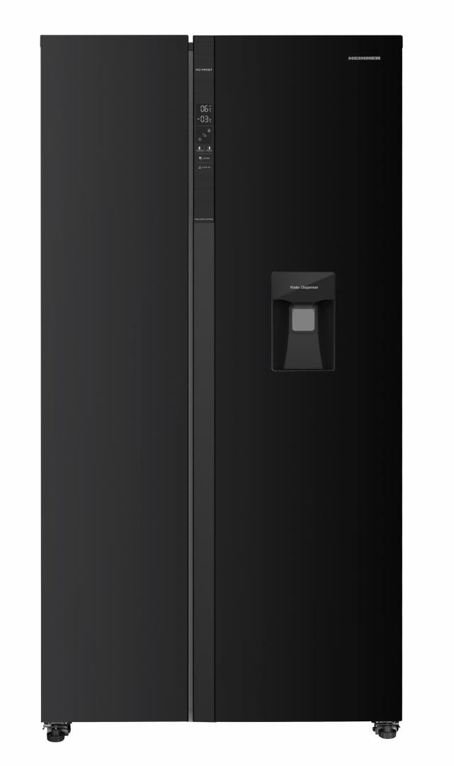 Side by Side HEINNER HSBS-HM529NFBKWDE++, No Frost, 529 L, Clasa E, Dozator apa, Negru