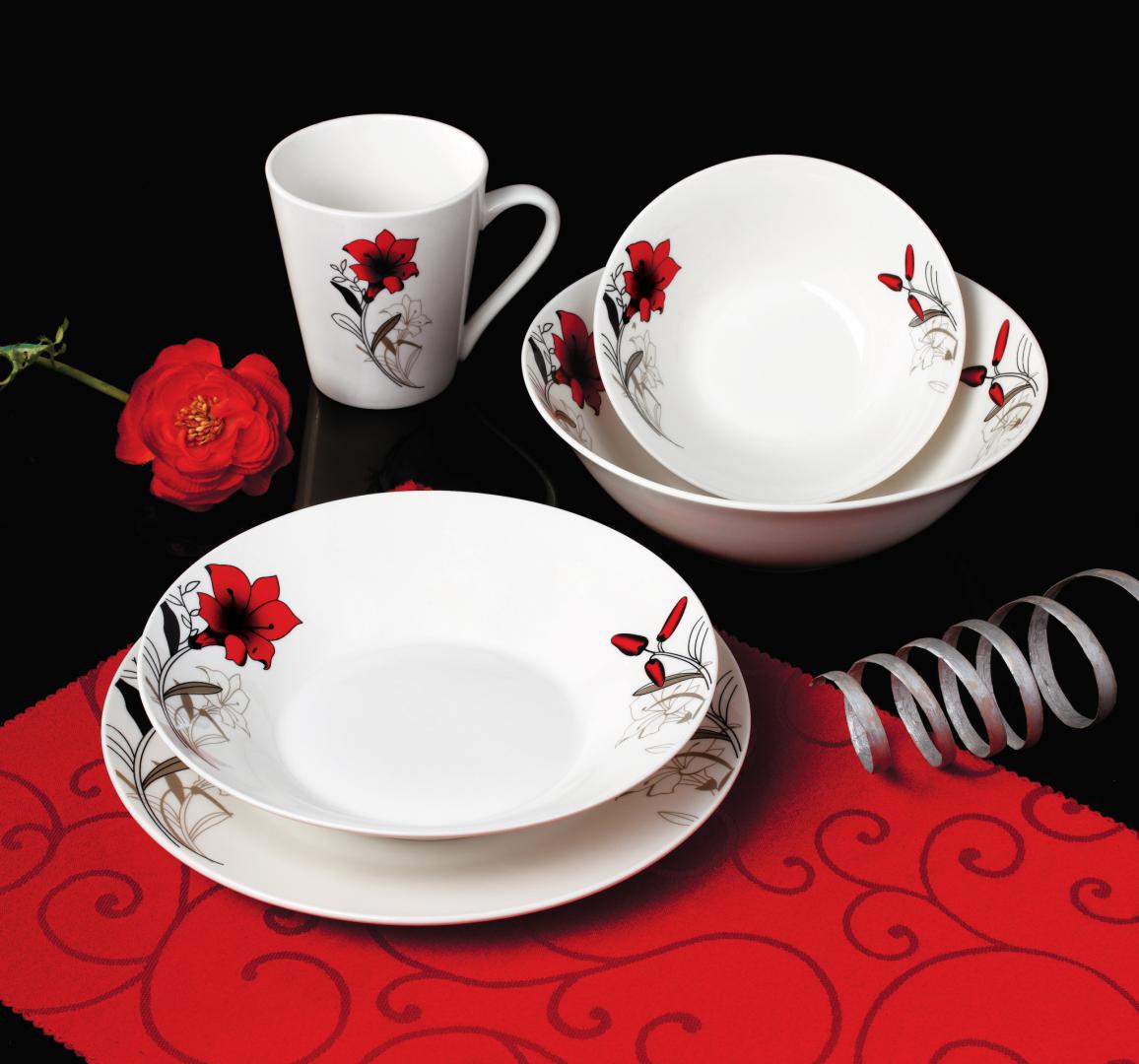 Bol Portelan  20 CM,  Red Flowers (bol Portelan 20 CM)