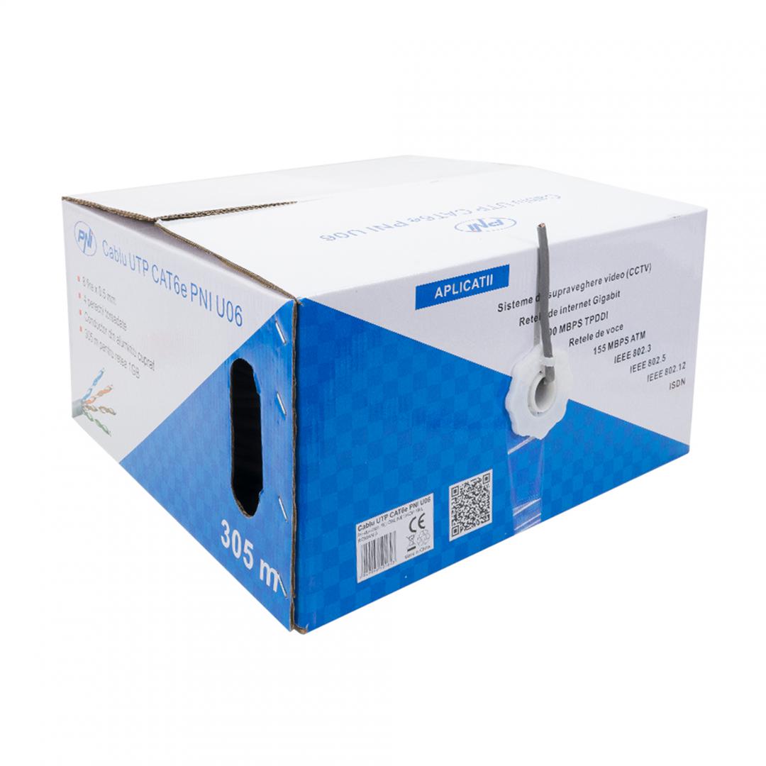 Pni Cablu Utp CAT6E 305M (Cablu Utp CAT6 Pni U06 cu 4 perechi pentru internet 1 Gigabit si sisteme de...)