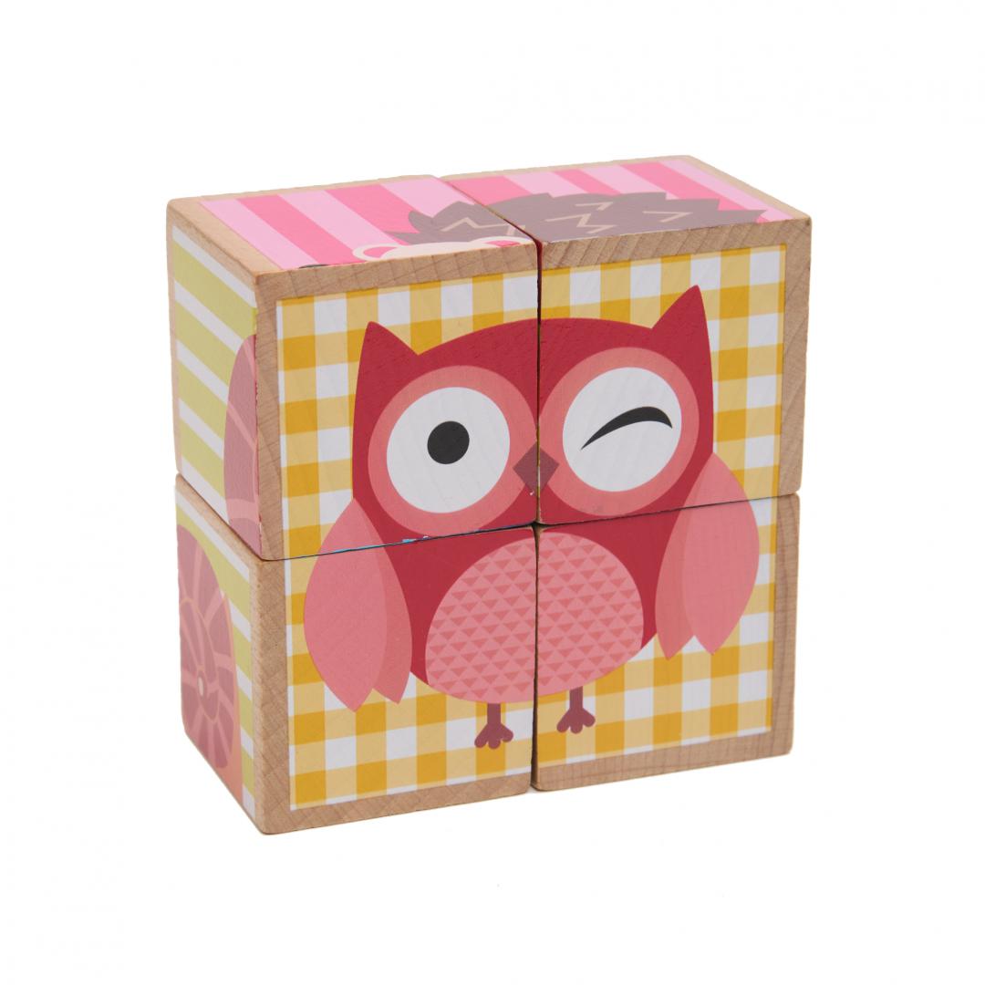 MomKi PUZZLE DIN LEMN CU ANIMALE, 4 PIESE