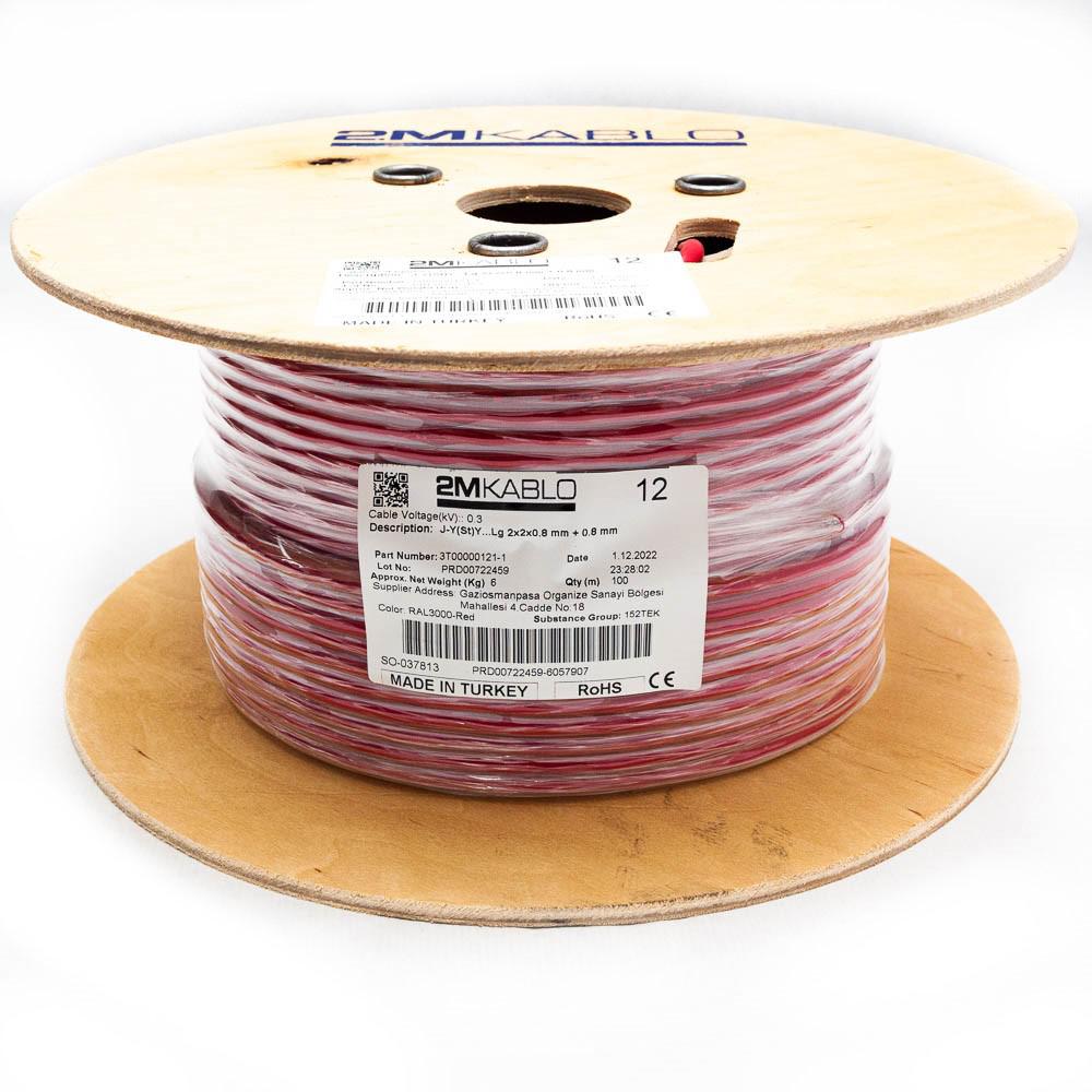 Cablu incendiu JY(St)YLg 2x2x0.8 MM Rosu ("Cablu incendiu JY(St)Y...Lg 2x2x0.8 MM + 0.8 mmproducator 2M Kablo)