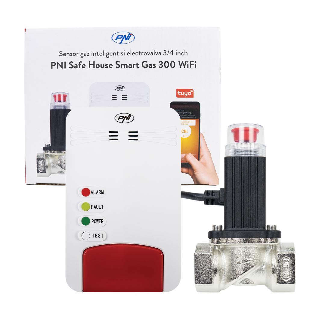 Pni Kit Senzor Gaz si Electrovalva (Kit senzor gaz inteligent si electrovalva Pni Safe House Smart Gas 300 WIFI cu...)