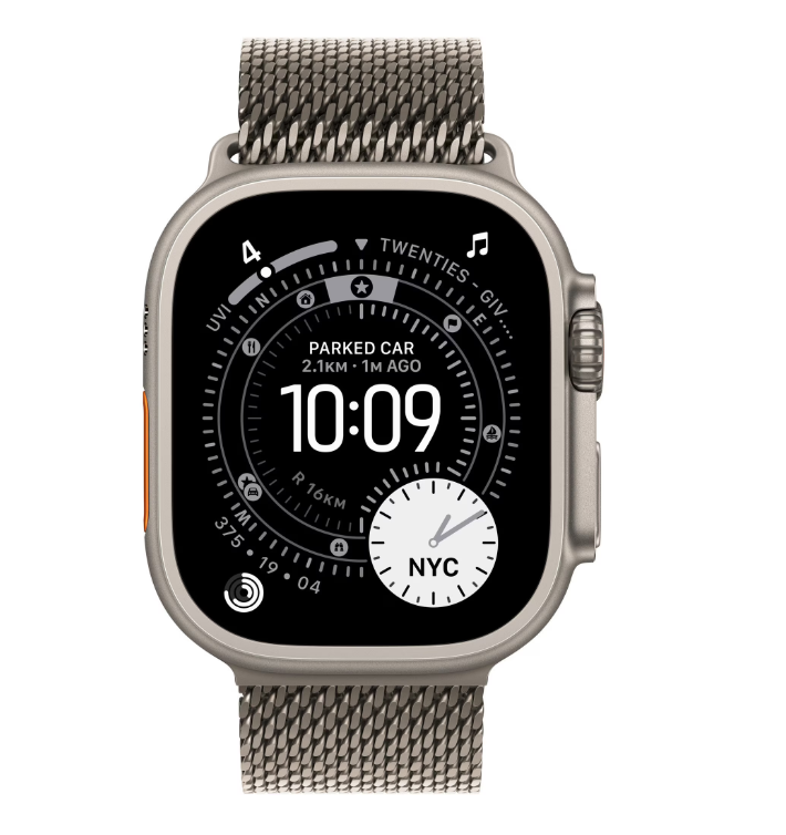 Apple Watch Ultra 3 GPS + Cellular 49mm Natural Titanium Case with Natural Titanium Milanese Loop - Small
