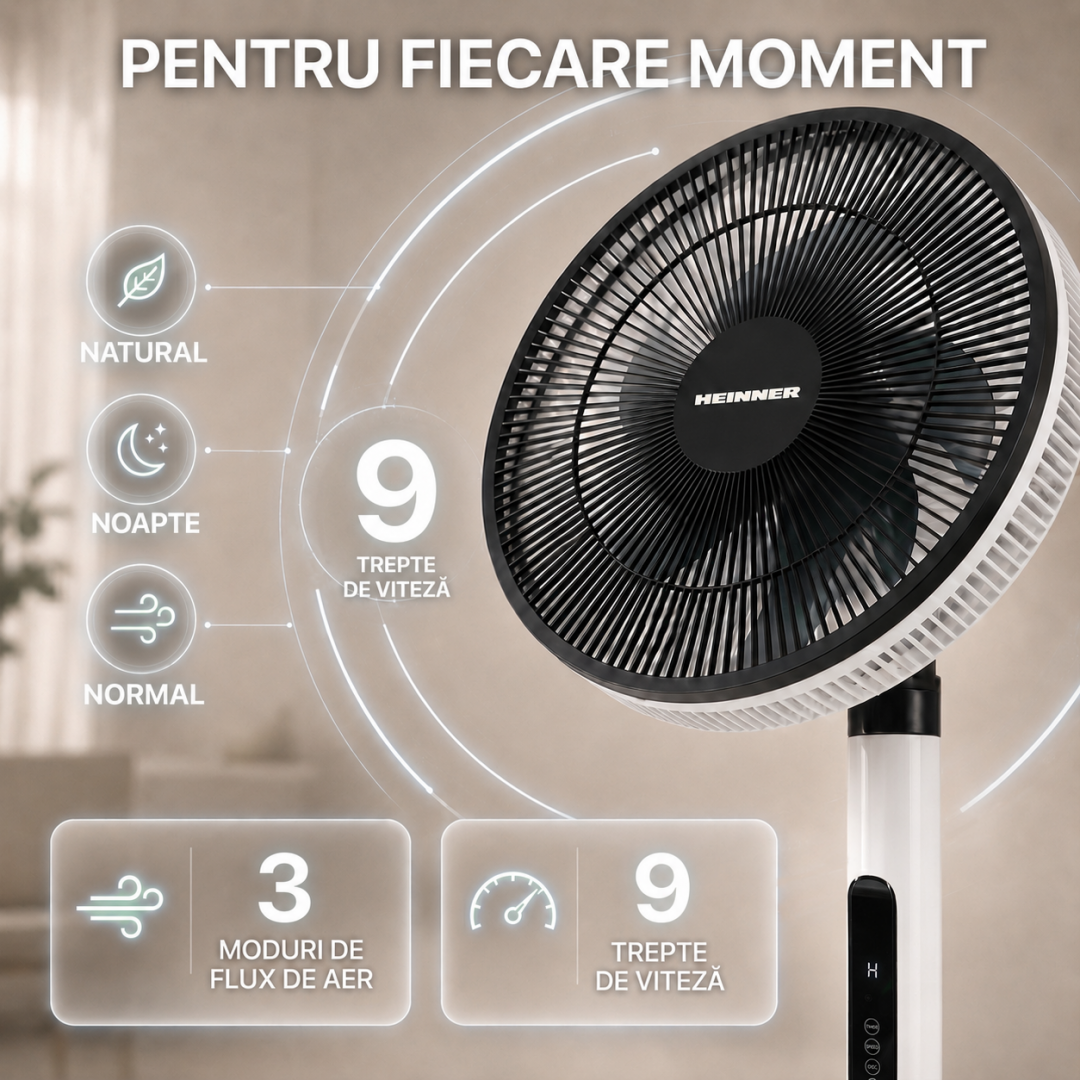 Ventilator cu Picior Heinner HMSF-9BK