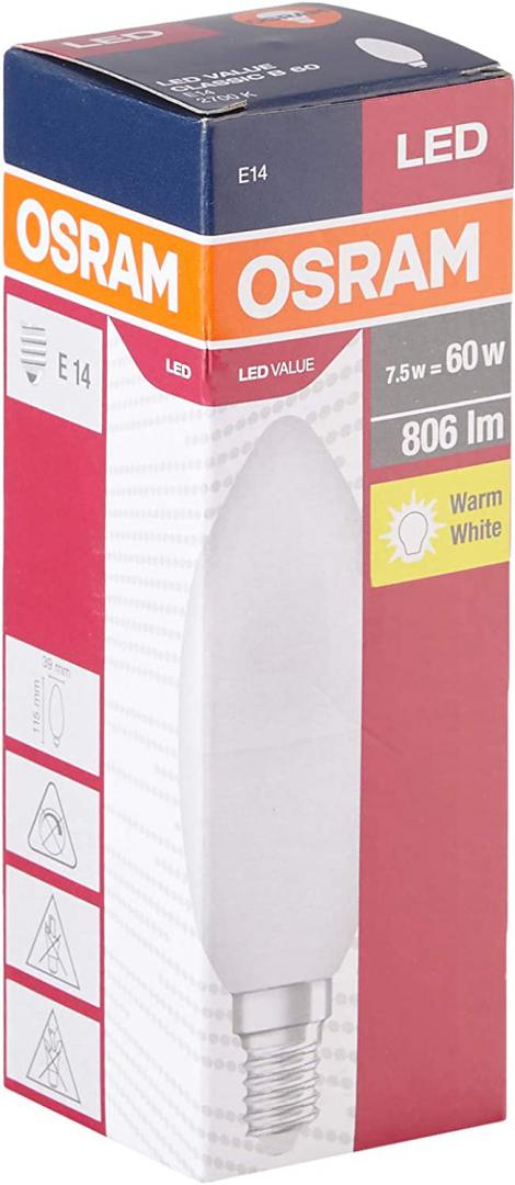 VALUECLB60 7W/827 230VFR E14 FS1 OSRAM