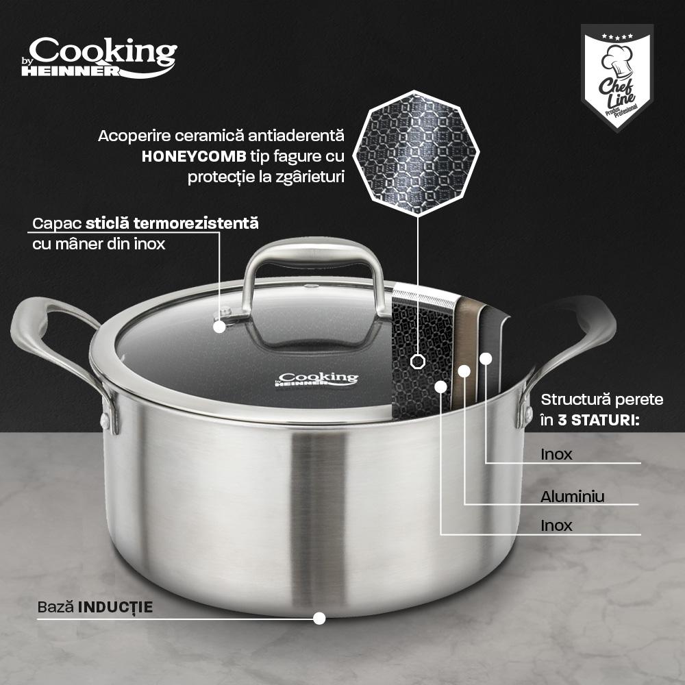 Heinner SEMIOALA INOX+CAPAC 28x13CM,7L,TITANIUM3