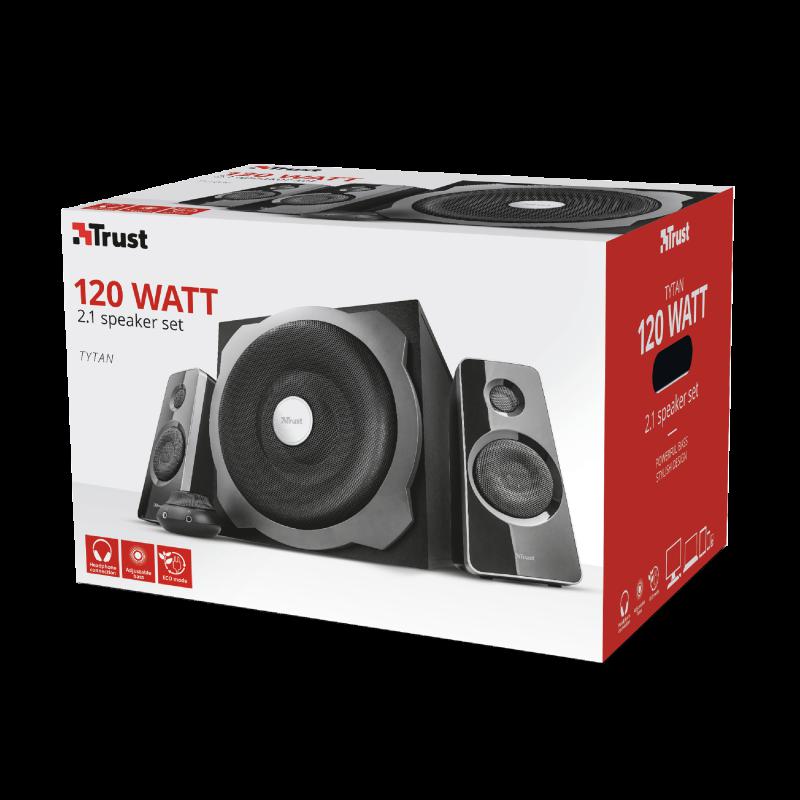 RESIGILAT | Boxe Trust Tytan 2.1, lungime cablu audio 175 cm, intrare audio 3.5 mm, frecventa raspuns 20 Hz, 20.000 Hz, putere maxiam RMS 120 W, impendanta 4 Ohm, negru - imagine 6 - RESIGILAT