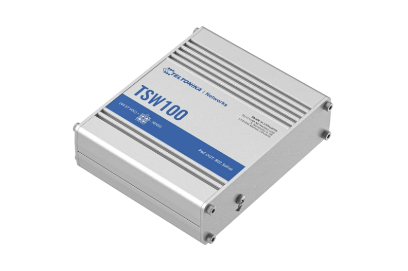 TELTONIKA INDUSTRIAL 5PORT Unmanaged POE+ Switch TSW100, Interfata: 5 x ETH ports, 10/100/1000 Mbps, supports auto MDI/MDIX crossover, Standarde retea: 802.3i, 802.3u, 802.3ab, 802.3x, 802.3az, 802.3ad, Porturi POE:1-4, POE Budget: 120W, Latime de banda: 