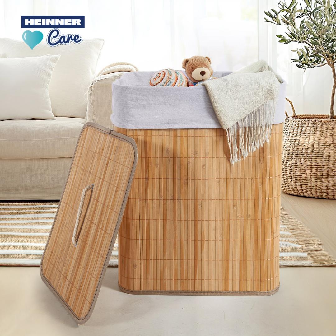 Cos Rufe Bambus Drept 40x30x60 CM, 70 L (cos de Rufe Dreptunghiular din Bambus)