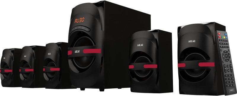 RESIGILAT | Sistem boxe 5.1 AKAI, Bluetooth cu USB/ SD CARD, 5x 12W, Negre, HT014A- 5086F AKAI