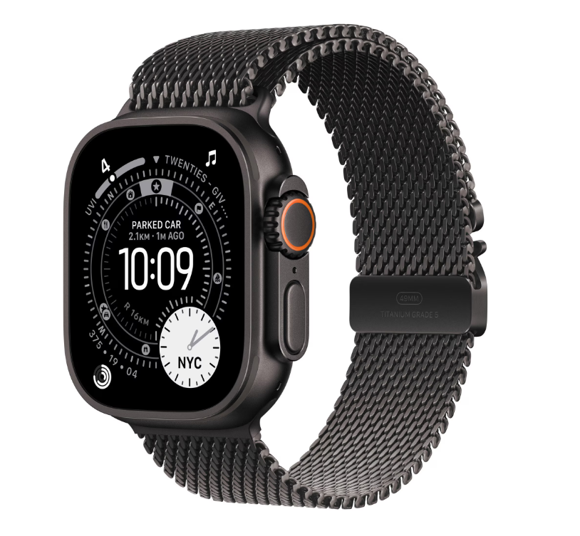 Apple Watch Ultra 3 GPS + Cellular 49mm Black Titanium Case with Black Titanium Milanese Loop - Large