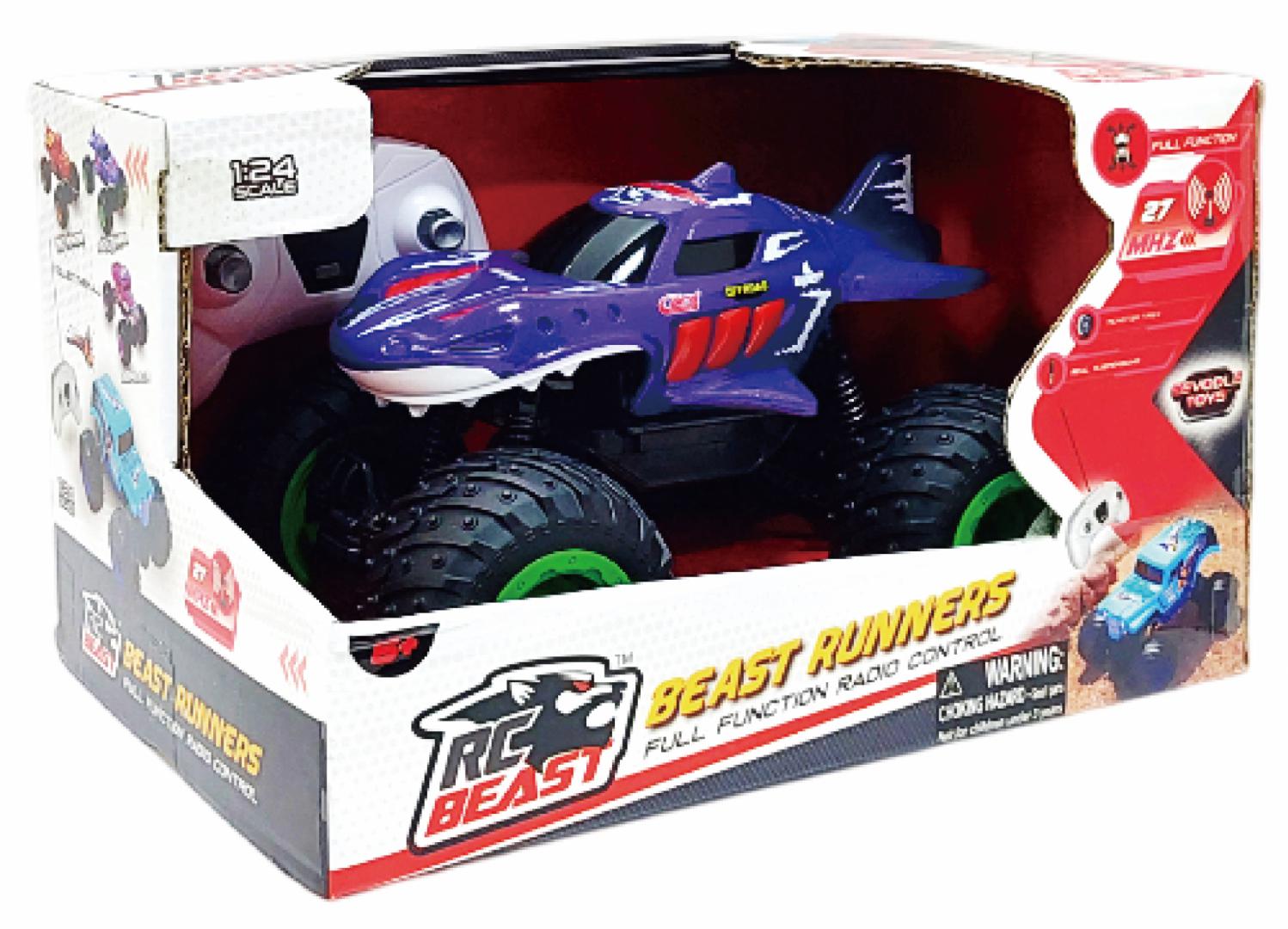 Masinuta Telec. Beast, 1.24, 21CM, Mov (masinuta cu Telecomanda Tip Camion Beast Runners)