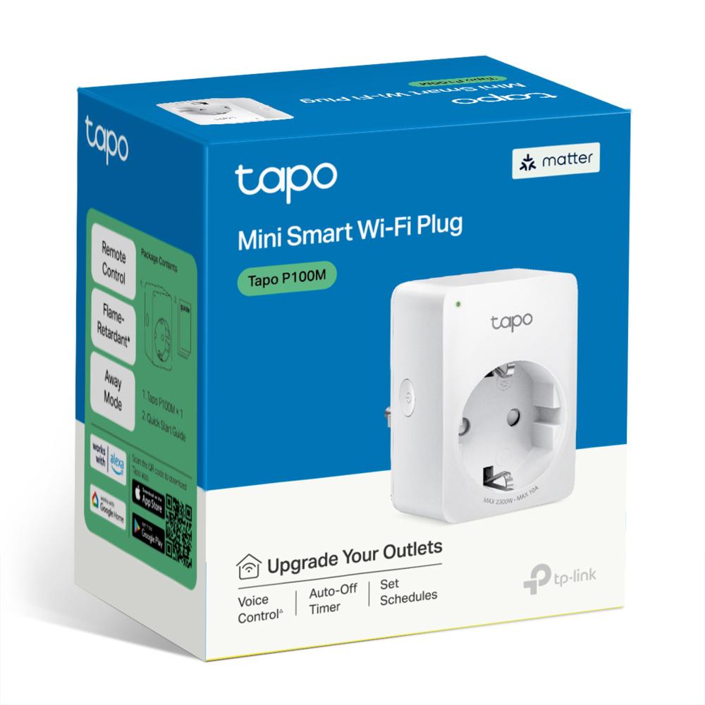 RESIGILAT | TP-LINK TAPO P100M Mini priză Wi-Fi smart, compatibilă cu Matter, WIFI Protocol: IEEE 802.11b/g/n, Bluetooth, 2.4Ghz, Dimensiuni: 72 × 51 × 40 mm, Cerinte de alimentare: 100-240V~, Incarcare maxima: 2,300W, 10A - imagine 2 - RESIGILAT