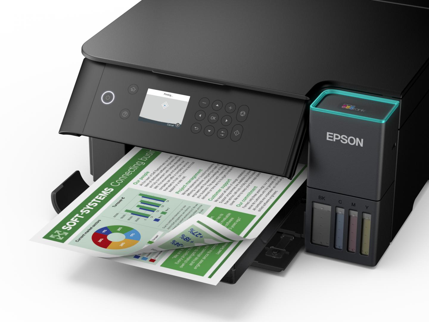 Multifunctional inkjet color Epson EcoTank CISS L6360, dimensiune A4 (Printare,Copiere, Scanare), printare borderless, viteza 33ppm alb-negru, 20ppm color, rezolutie 4800x1200 dpi, alimentare hartie 250 coli, duplex automat ,scanner CIS rezolutie 1200x240