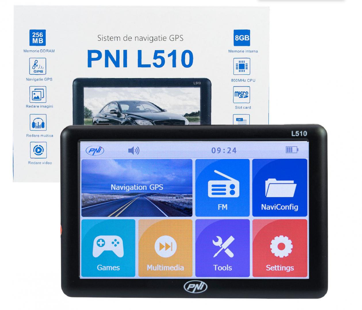 PNI-L510S Sistem Navigatie 5" 8GB (Sistem de navigatie GPS Pni L510 ecran 5 inch)
