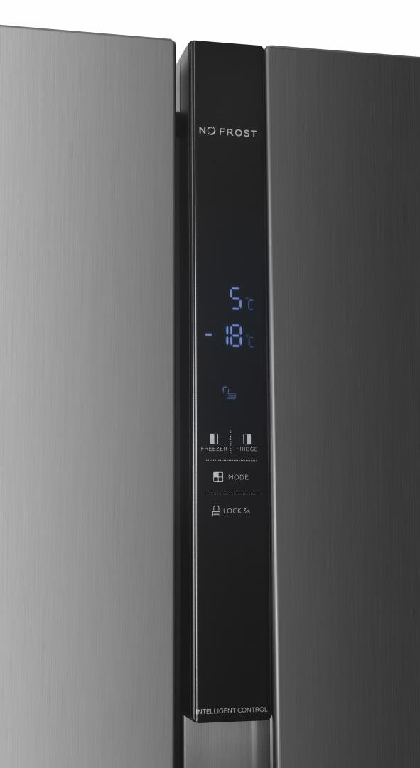 Side by Side HEINNER HSBS-H529NFXWDF+, No Frost, 529 L, Clasa F, Dozator apa, Aspect inox