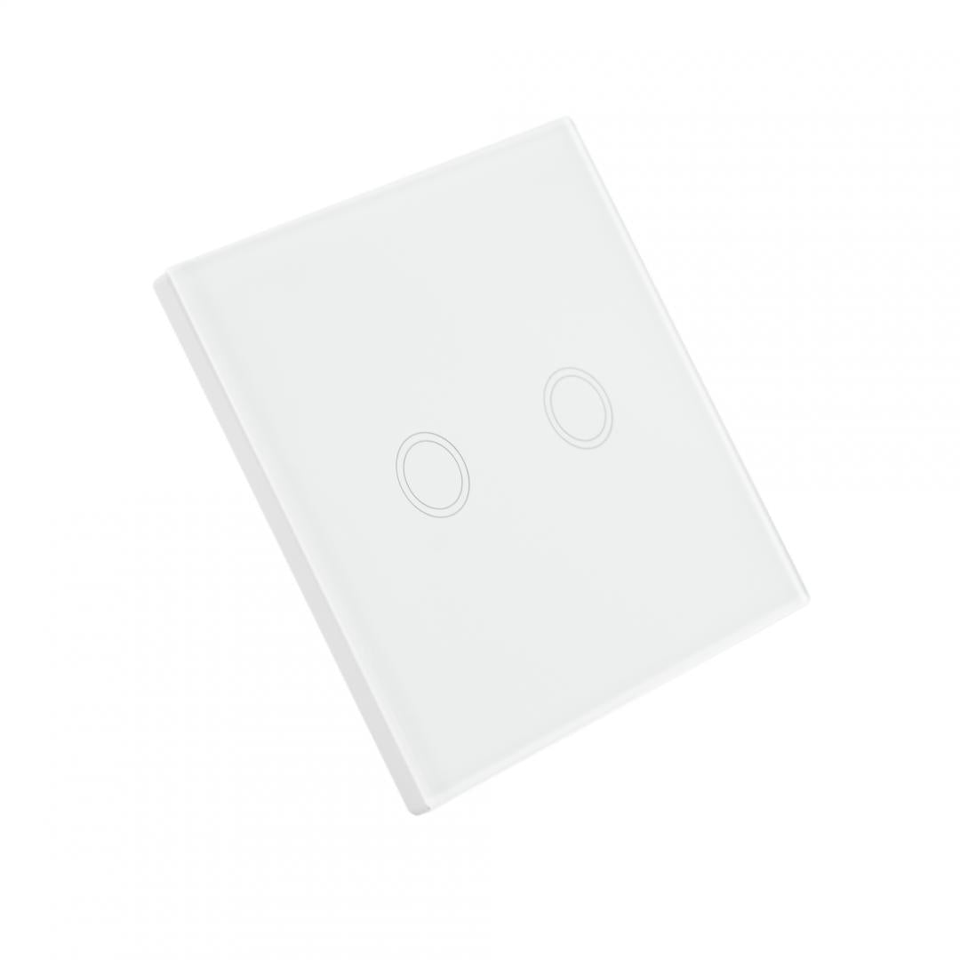 Pni Intrerupator Dublu Touch Alb (Intrerupator dublu cu touch Pni SH202 din sticla)
