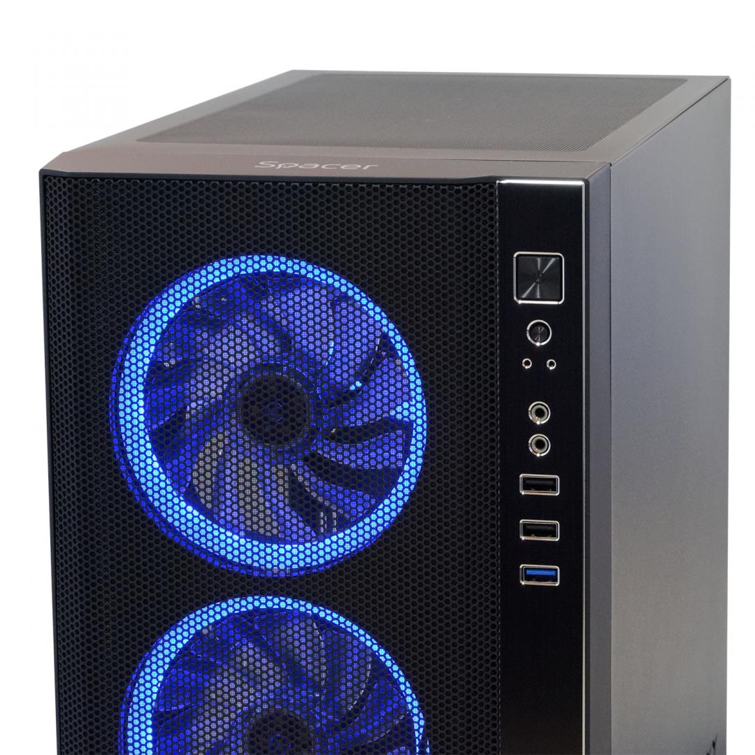 RESIGILAT | Carcasa Spacer Rainbow, ATX, MidTower, Gaming, fara sursa, sticla securizata, 4 x fan, USB 2.0 x 2, USB 3.0 x 1, mesh, fan controller (inclusiv RGB), telecomanda, „SPCS-GC-RAINBOW” - imagine 6 - RESIGILAT