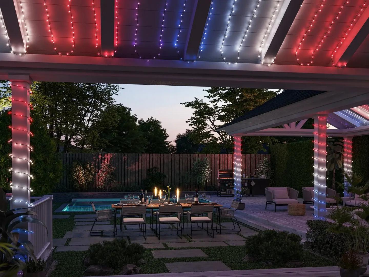 Ghirlanda inteligenta LED RGB Philips Hue Festavia, 250 LED-uri , 24V ,14W, lumina alba si color (2000-6500K), 20m, IP44, Negru