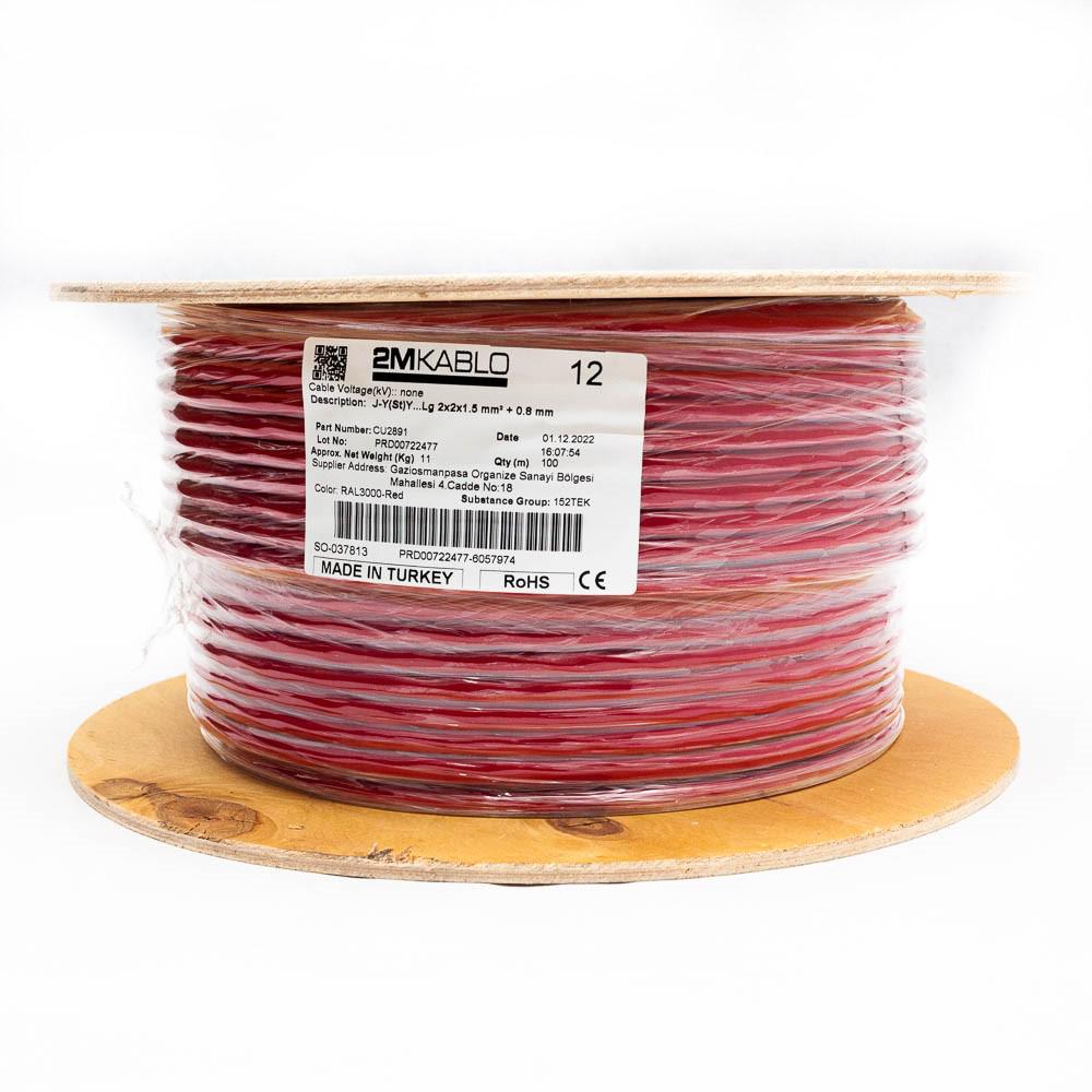 Cablu incendiu JY(St)YLg 2x2x1.5 MM Rosu ("Cablu incendiu JY(St)Y...Lg 2x2x1.5 MM² + 0.8 mmproducator 2M Kablo)